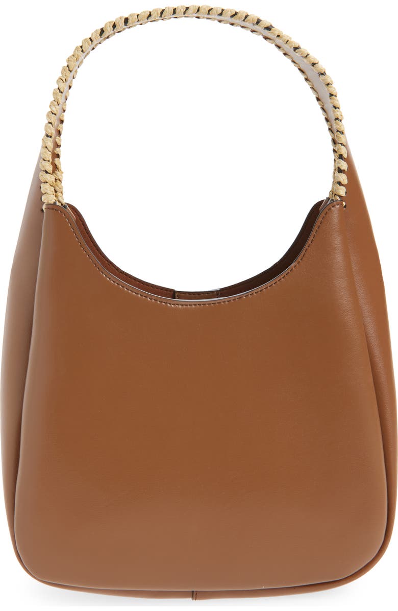 Stella McCartney Small Raffia Trim Hobo Bag, Alternate, color, Tan