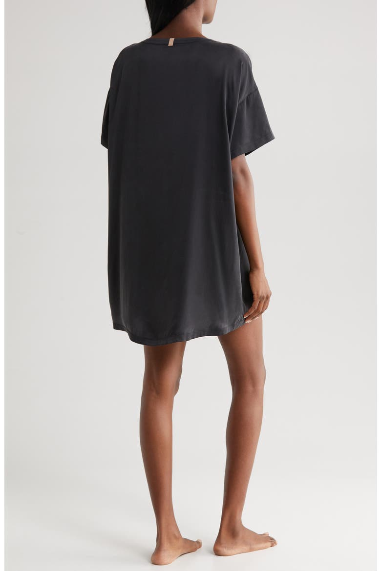 Oversize Silk Sleepshirt, Alternate, color, IMMERSED BLACK