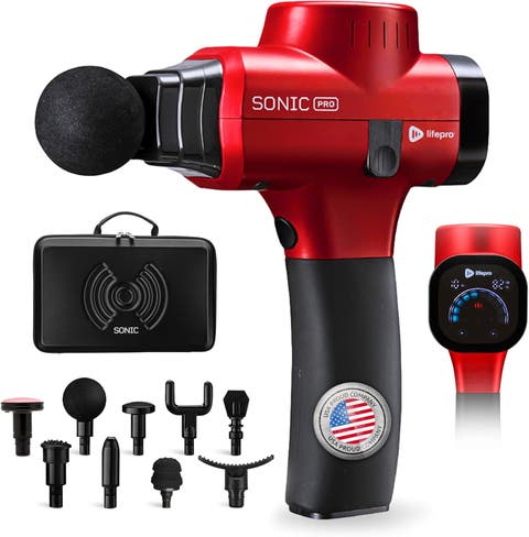 Sonic Pro Deep Tissue Massage Gun Handheld Percussion Massager with 10 Speeds, 9 Heads