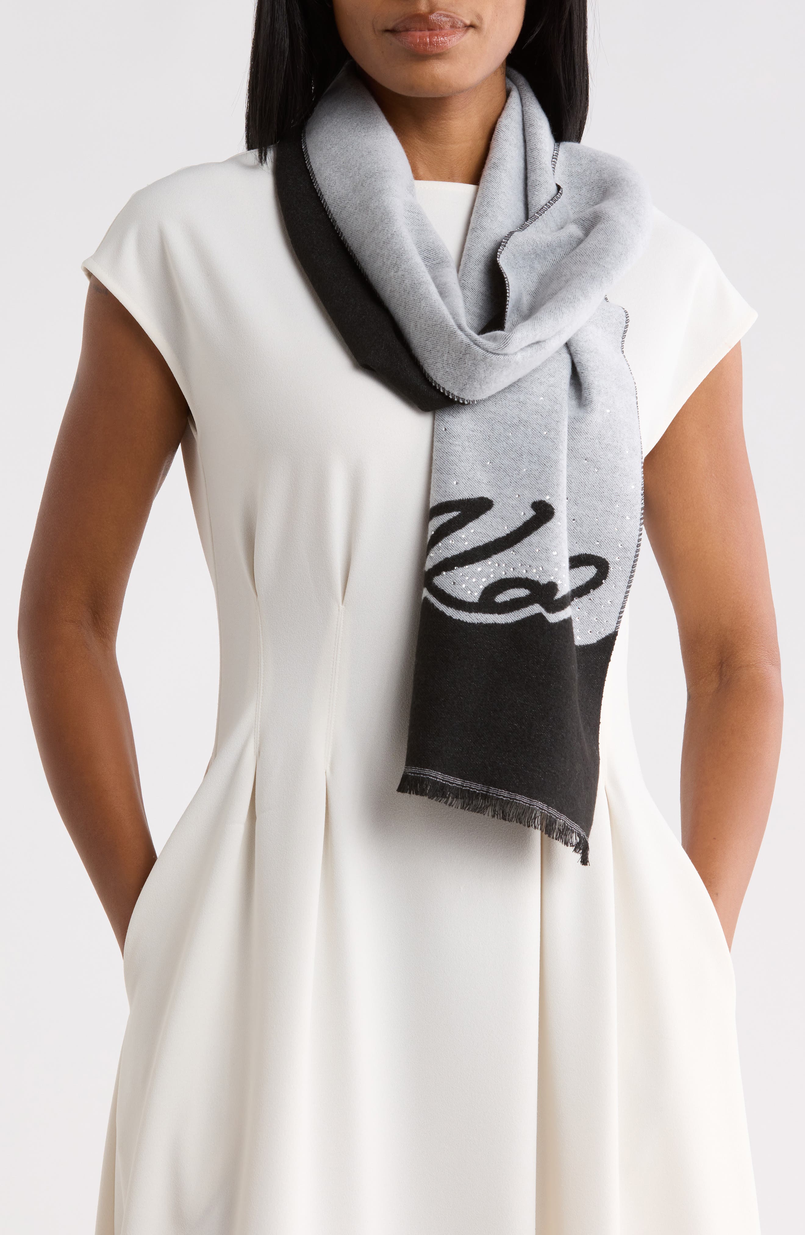 Sparkle Karl Logo Muffler Scarf