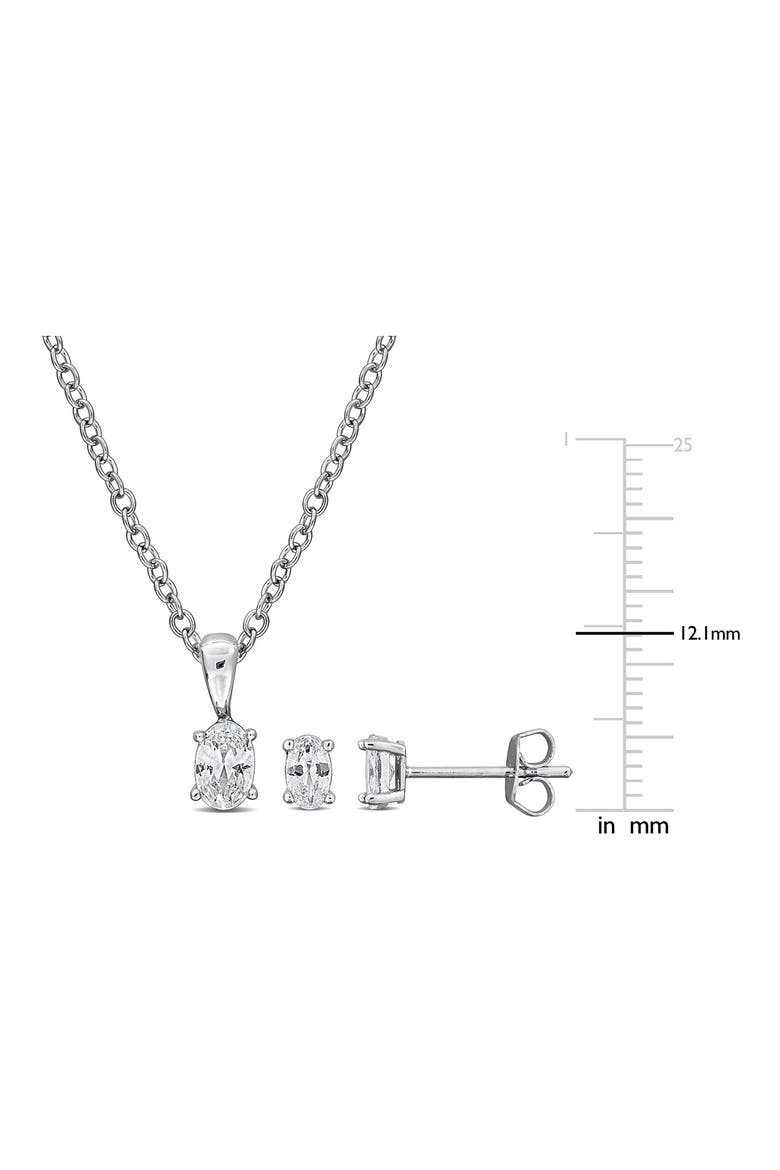 Oval Cut Cubic Zirconia Earrings & Necklace Set, Alternate, color, WHITE