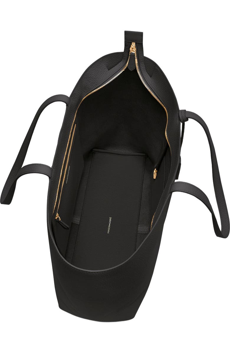 MAISON de SABRÉ Large Leather Zipped Soft Tote, Alternate, color, Black Caviar