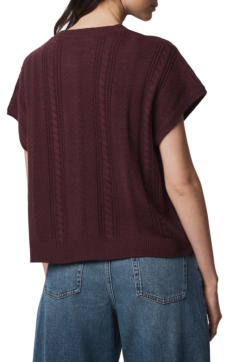Raelynn Short Sleeve Pointelle Sweater, Alternate, color, DARK PLUM PURPLE