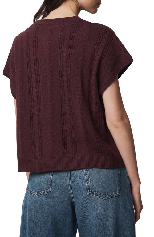 Splendid Raelynn Short Sleeve Pointelle Sweater In Burgundy
