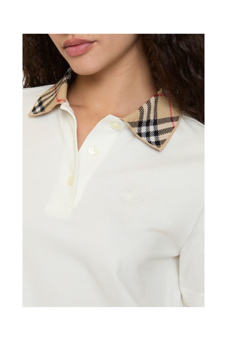 Check Collar Cotton Polo Shirt, Alternate, color, Chalk white