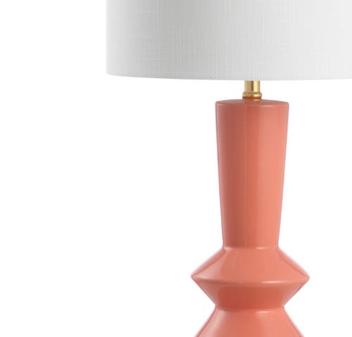 Jonathan Y Ziggy Ceramic/iron Contemporary Glam Led Table Lamp In Coral/brass Gold
