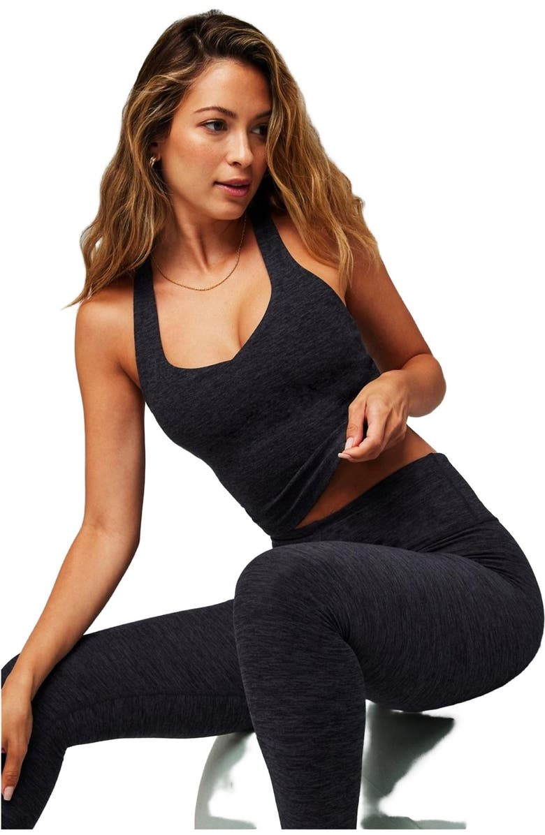 Fabletics Women's HeatherFlex Anywhere Built-In Bra Tank, Alternate, color, Black Heather