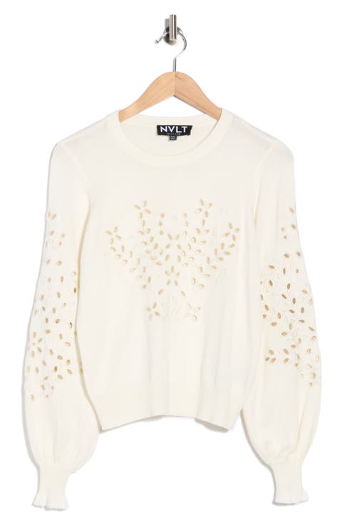 Eyelet Embroidered Sweater