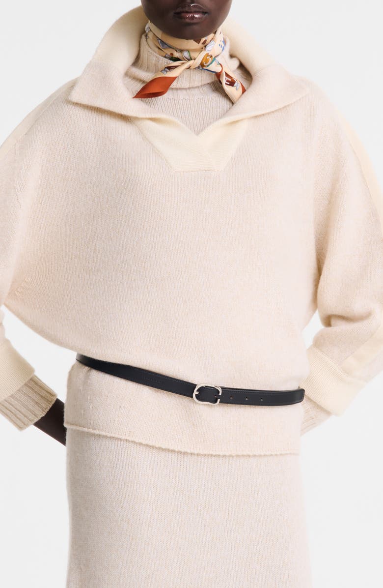 Longchamp Le Foulonné Leather Belt, Alternate, color, Black Smooth