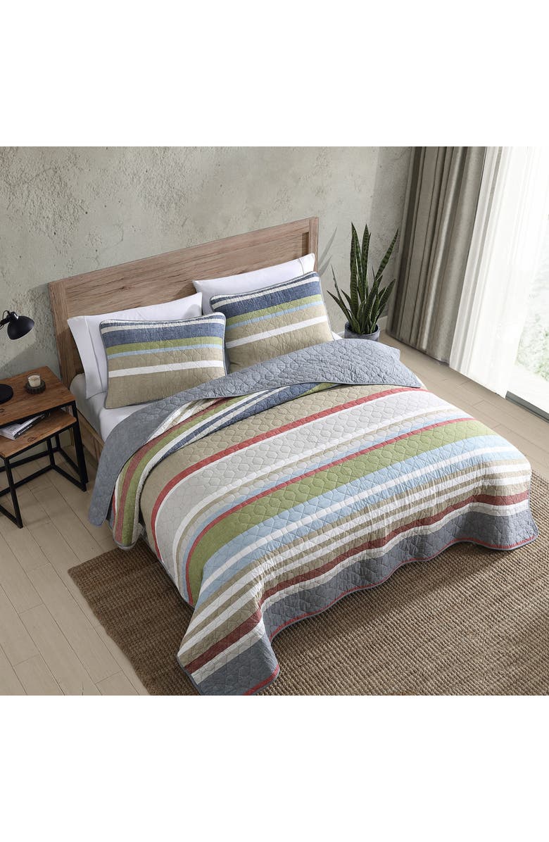 Eddie Bauer Salmon Ladder Cotton Quilt 3-Piece Set, Alternate, color, Blue/ Green Multi