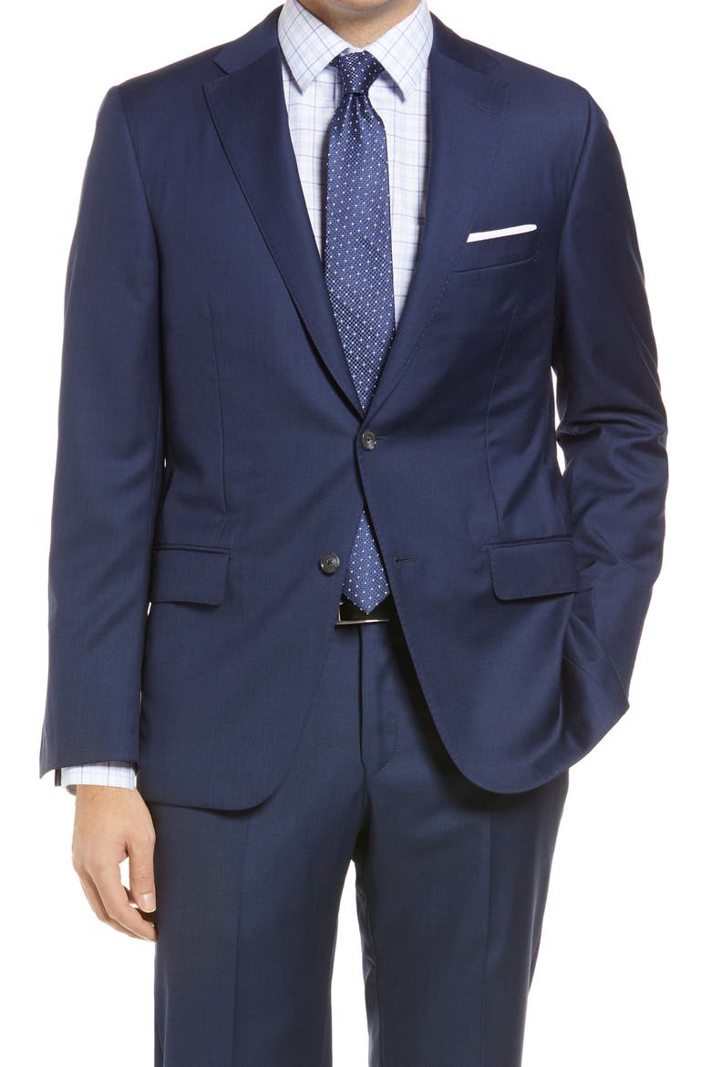Infinity Sharkskin Classic Fit Wool Suit, Alternate, color, NAVY