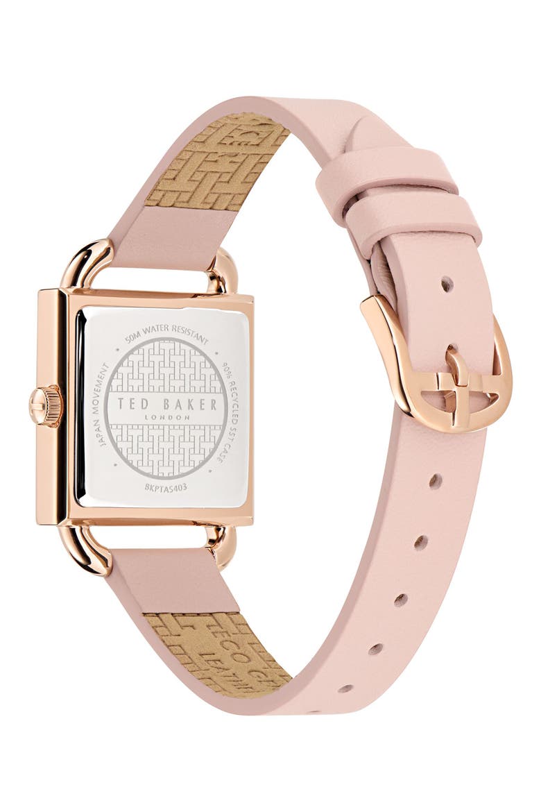 Square Leather Strap Watch, Alternate, color, PINK