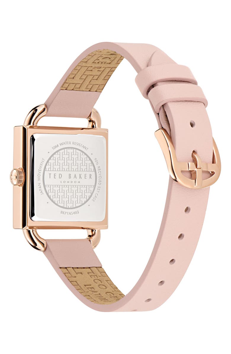 Ted Baker London Square Leather Strap Watch, Alternate, color, Pink