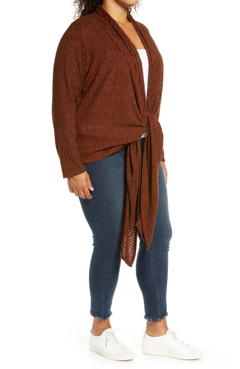 Loveappella Tie Front Cardigan, Alternate, color, Rust