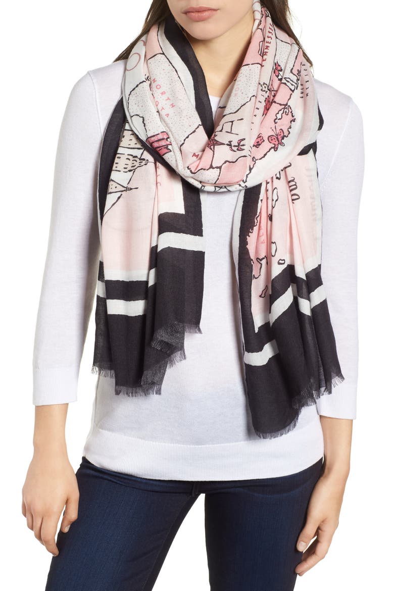 usa map scarf, Main, color, ROSE DEW