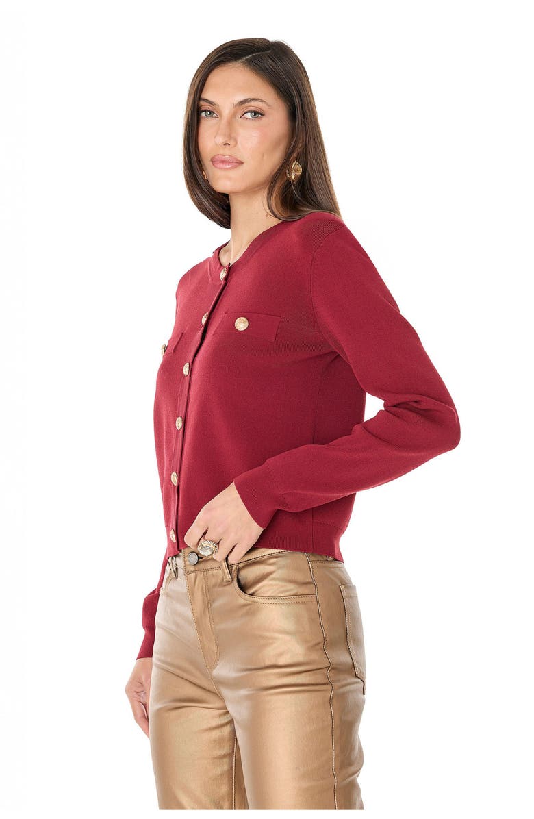 The Noli Shop Loretta Knit Cardigan Top, Alternate, color, Merlot