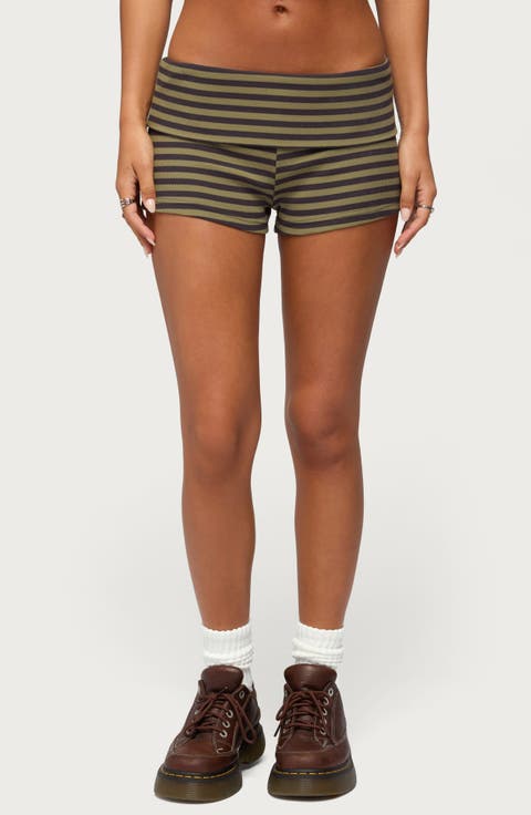 Jody Striped Foldover Micro Shorts