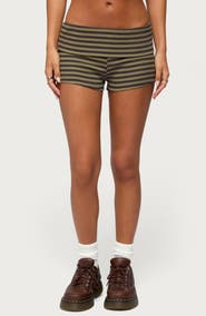 EDIKTED Jody Striped Foldover Micro Shorts