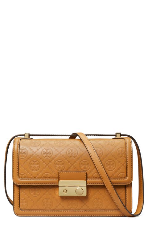 T Monogram Debossed Convertible Shoulder Bag