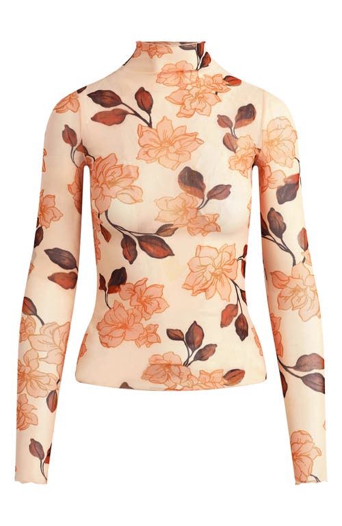 Favorite Daughter The Sheer Fantasy Mock Neck Top In Brown