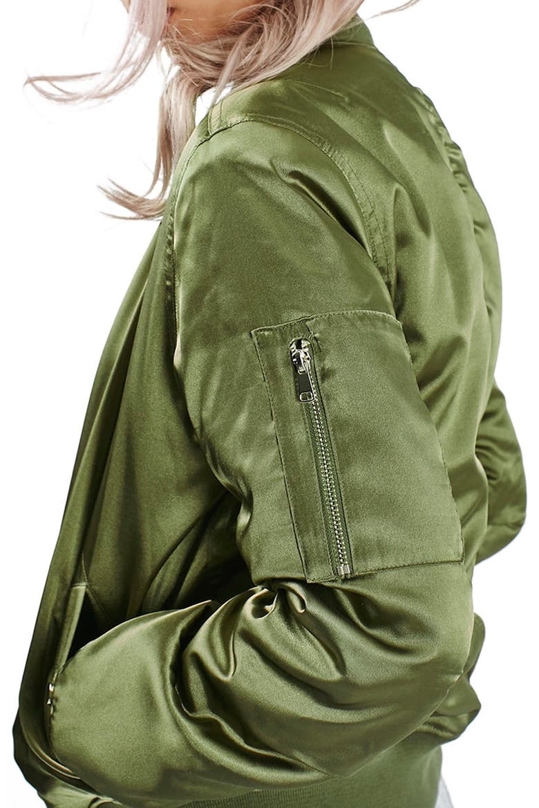 'MA1' Shiny Bomber Jacket, Alternate, color, OLIVE
