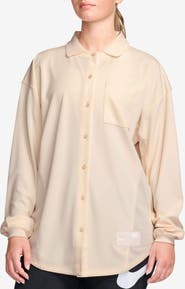 Nike Sportswear Oversize Long Sleeve Jersey Button-Up Shirt