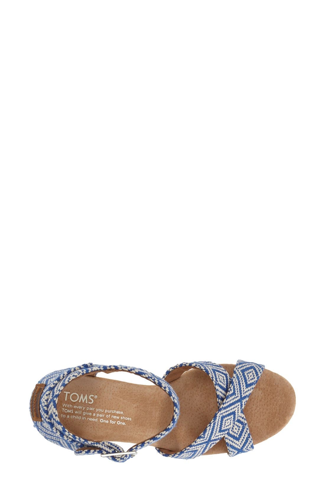 Canvas Woven Geometric Print Wedge Sandal, Alternate, color, INK BLUE