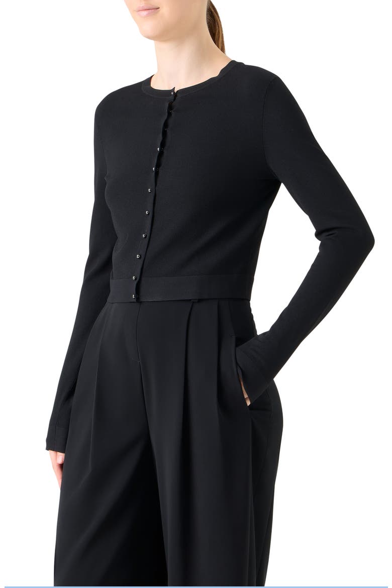 Crop Crewneck Cardigan, Alternate, color, BLACK