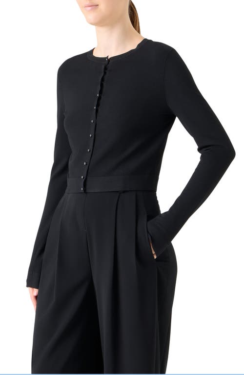 Akris Punto Crop Crewneck Cardigan In Black