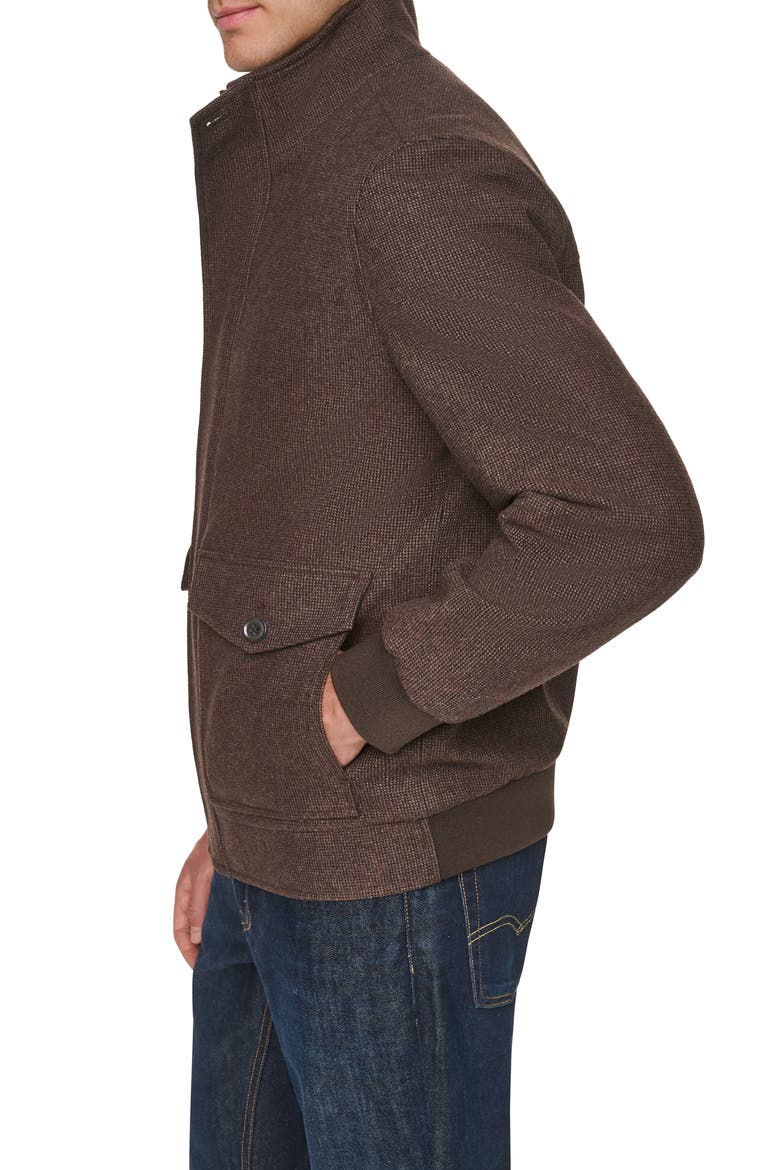 Stand Collar Wool Blend Bomber Jacket, Alternate, color, BROWN MULTI