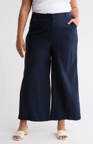MAX STUDIO Linen Blend Wide Leg Pants