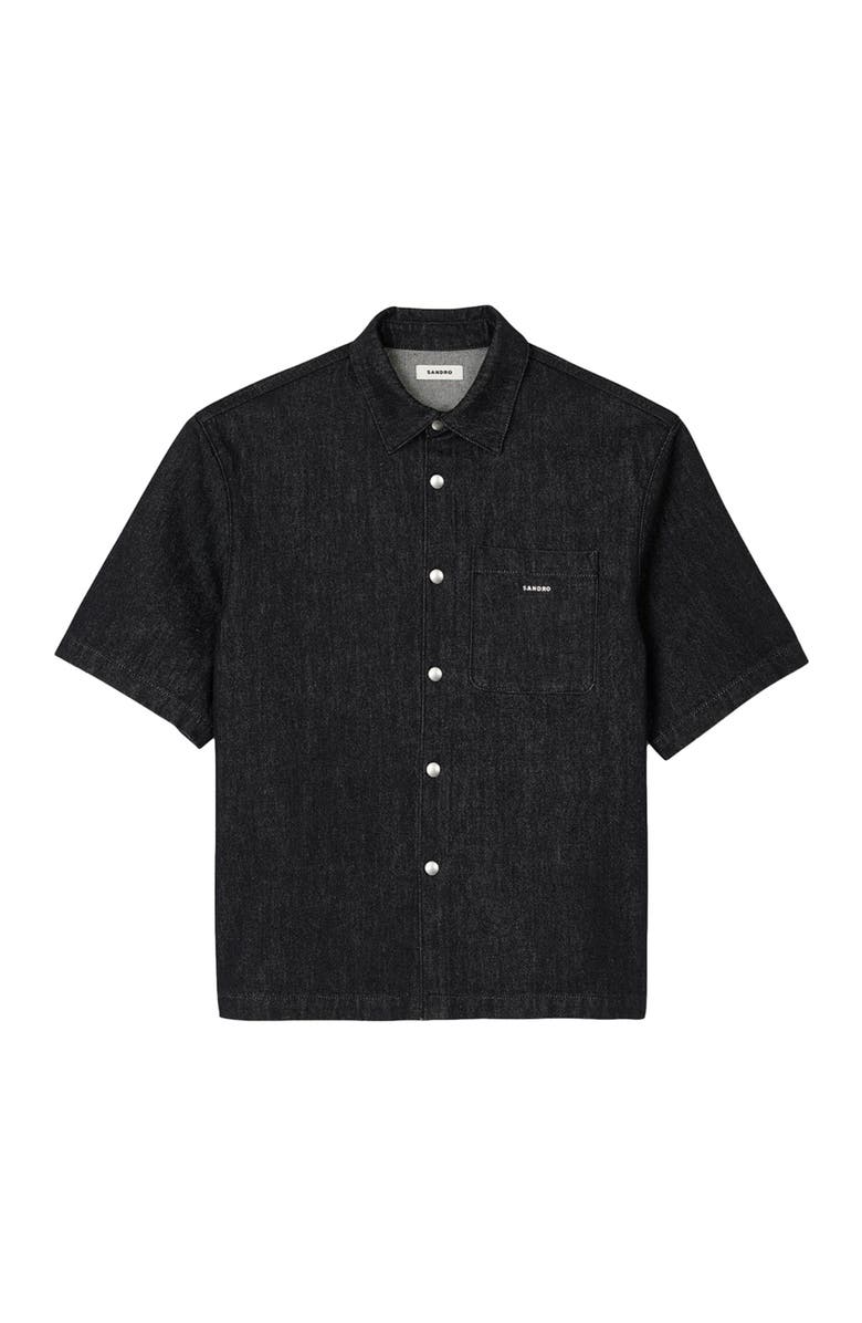SANDRO Raw denim shirt, Alternate, color, 