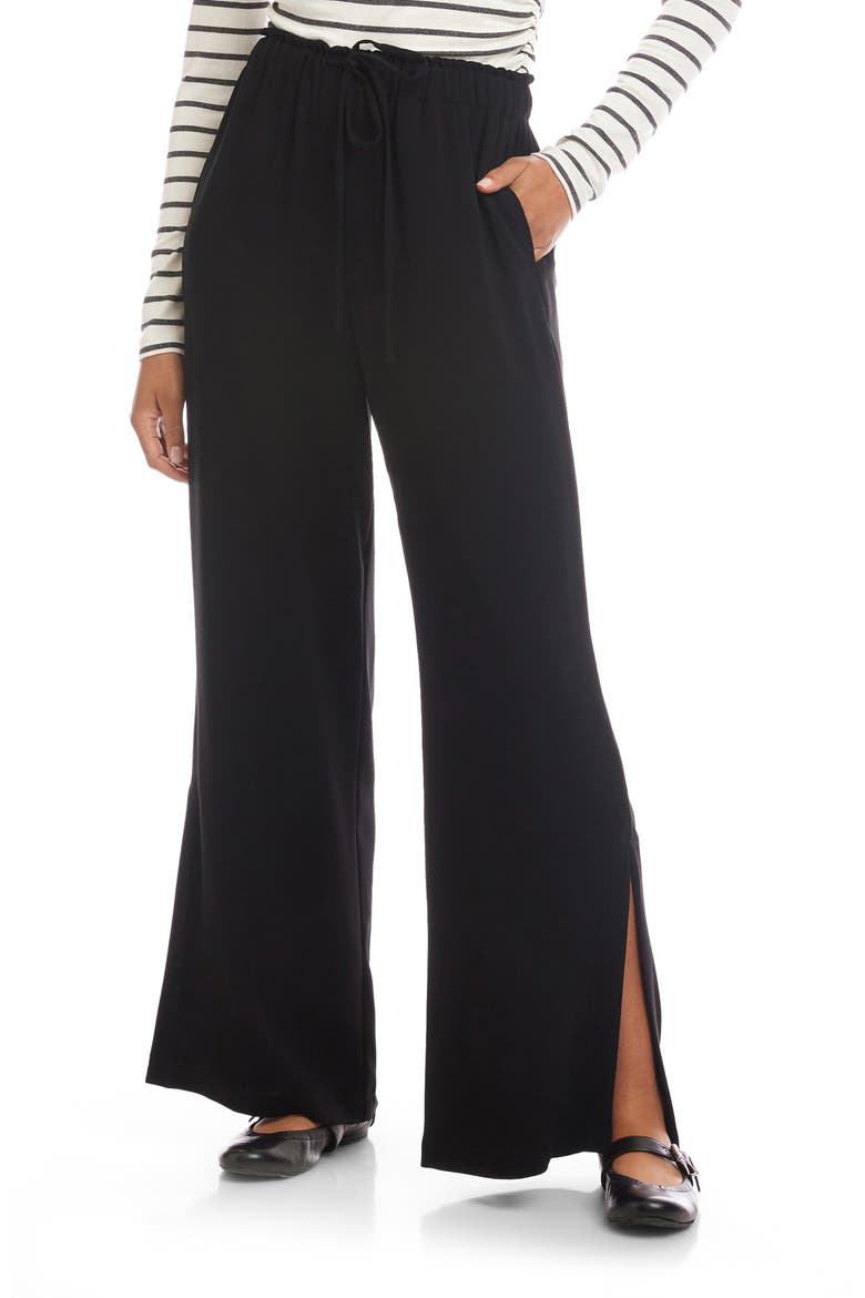 Helen Jersey Drawstring Wide Leg Pants, Main, color, BLACK