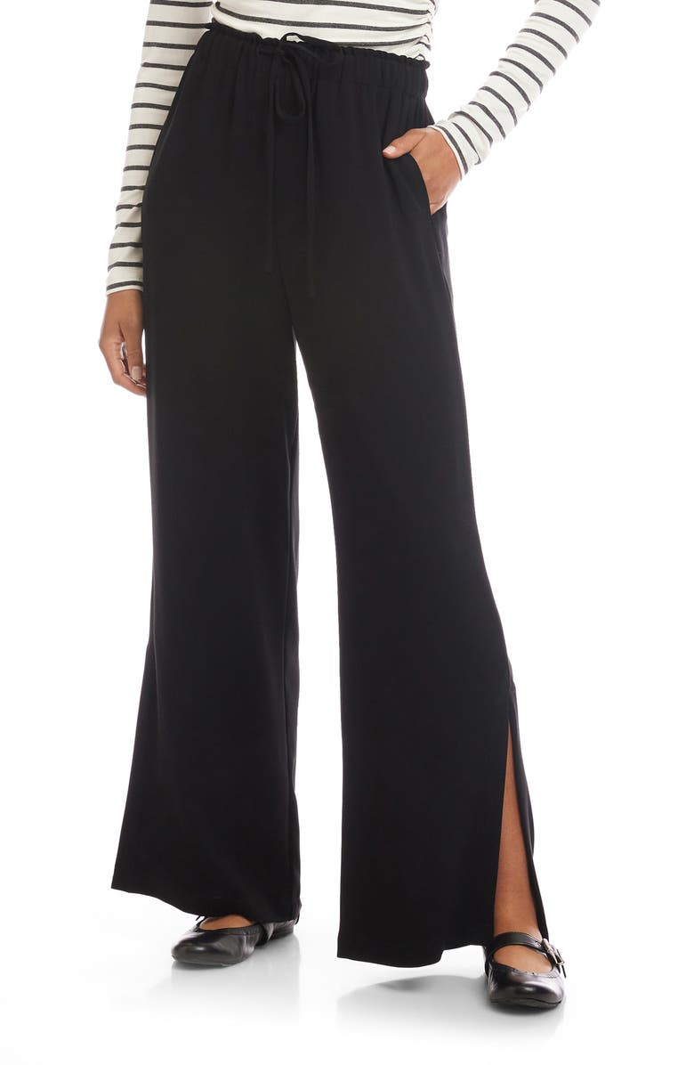 FIFTEEN TWENTY Helen Jersey Drawstring Wide Leg Pants, Main, color, Black