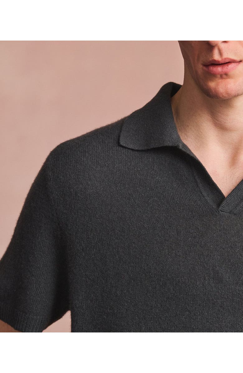 NAADAM Lightweight Cashmere Short Sleeve Polo, Alternate, color, Deep Taupe