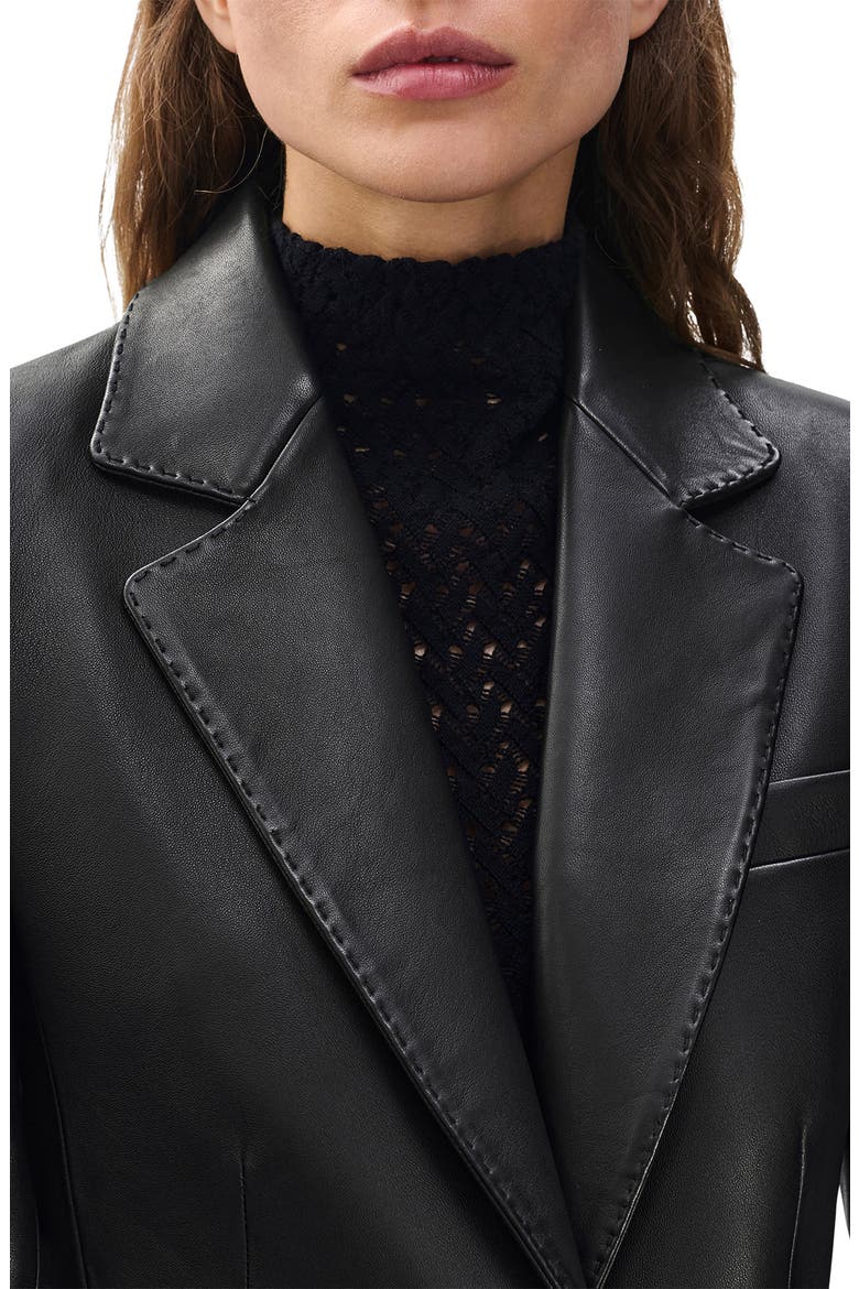 Ash Leather Blazer, Alternate, color, BLACK
