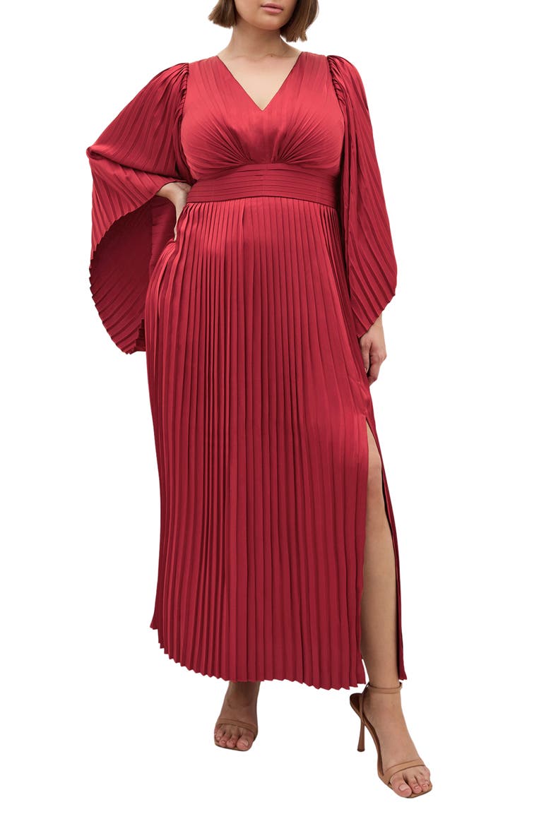 Carmina Long Sleeve Maxi Dress, Main, color, CURRANT