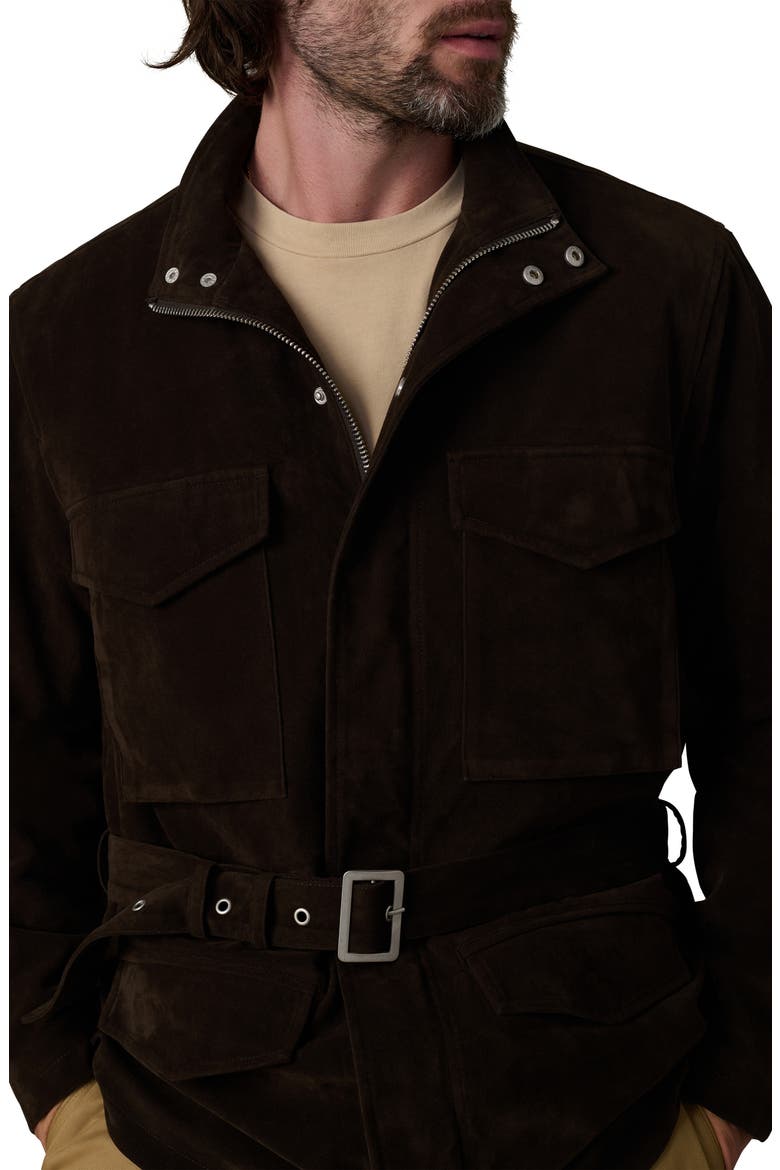 M16 Belted Faux Suede Jacket, Alternate, color, CHOCOLATE