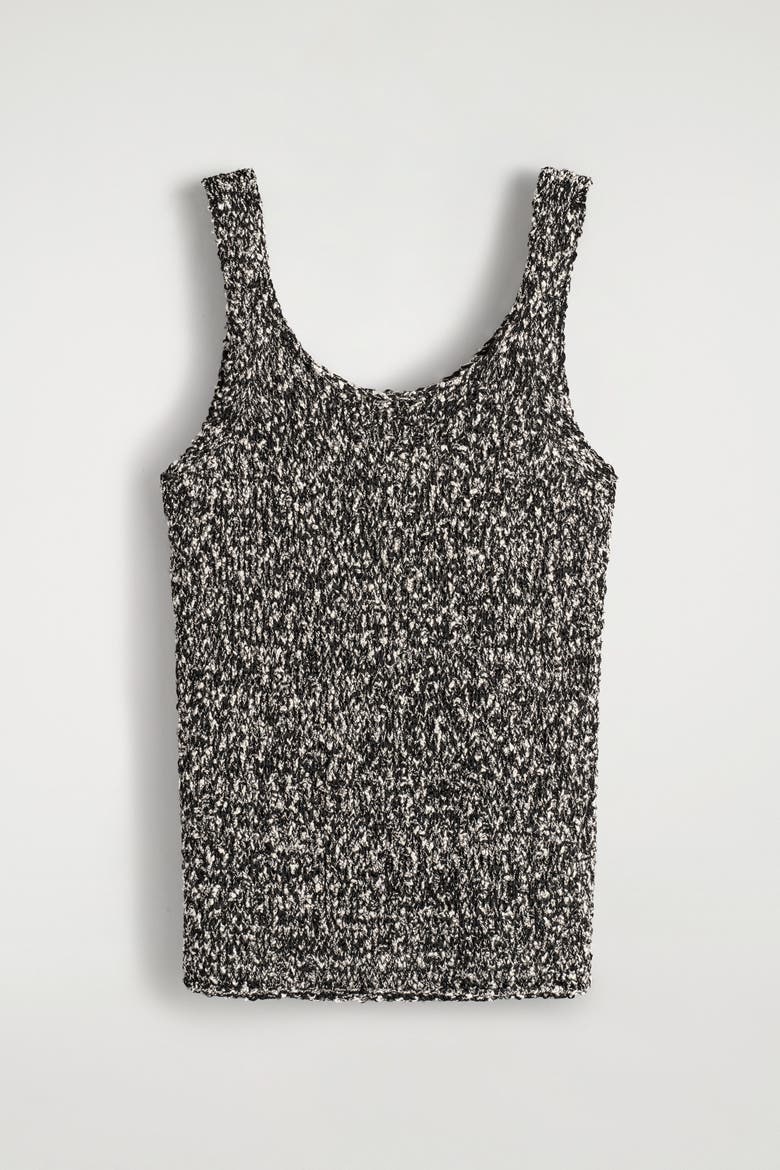 Two-Tone Chunky Knitted Tank Top, Alternate, color, BLACK / WHITE
