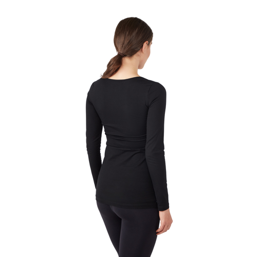 Modern Eternity Maternity Charlotte Long Sleeve Nursing & Maternity Top In Black