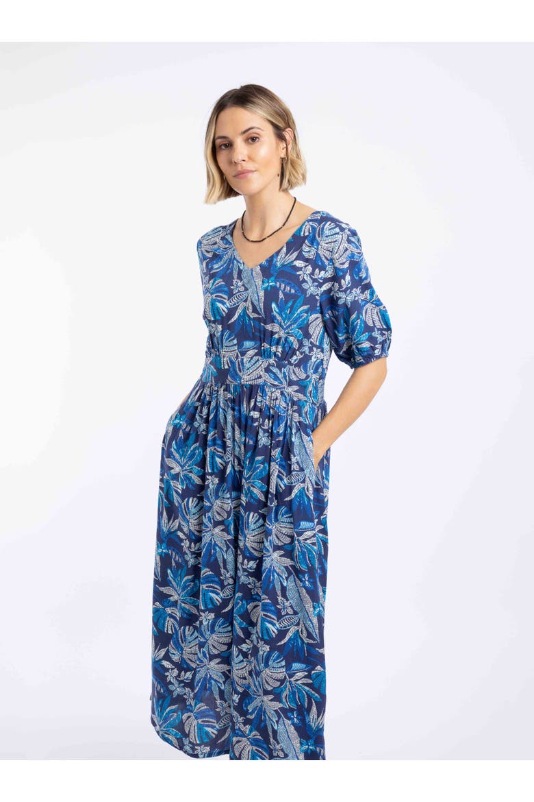Dilsha Printed Midi Dress, Alternate, color, Blue Indigo