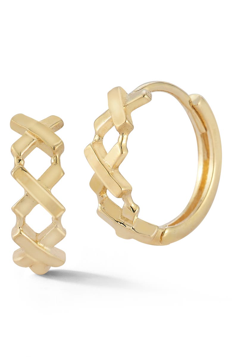 Ember Fine Jewelry 14K X Huggie Hoop Earrings, Main, color, Gold