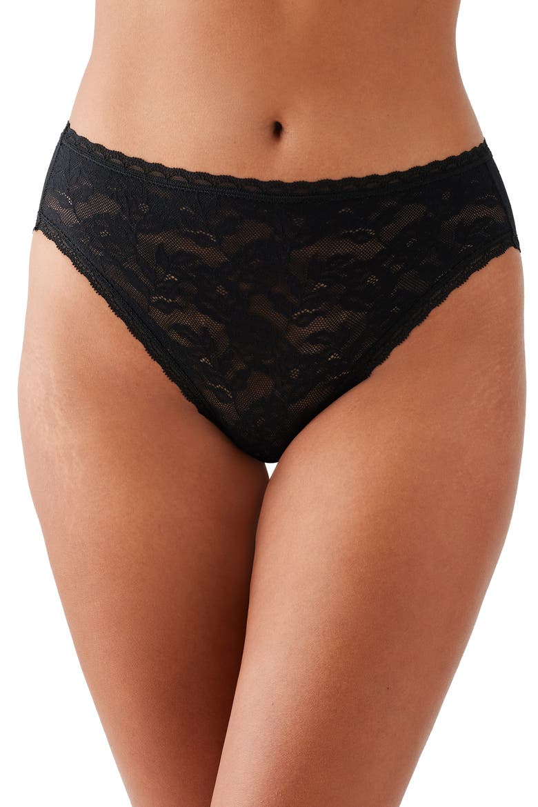 High Profile Lace High Cut Briefs, Main, color, BLACK