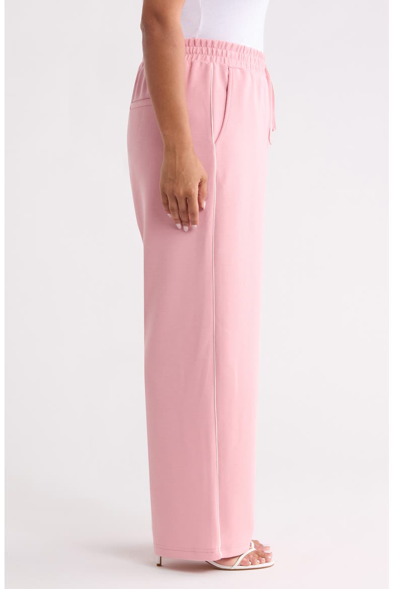 Tie Waist Sweatpants With Piping, Alternate, color, BLUSH