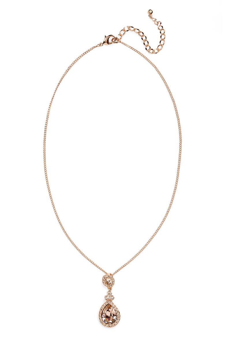 'Wingate' Swarovski Crystal Pendant Necklace, Alternate, color, ROSE GOLD/ SILK