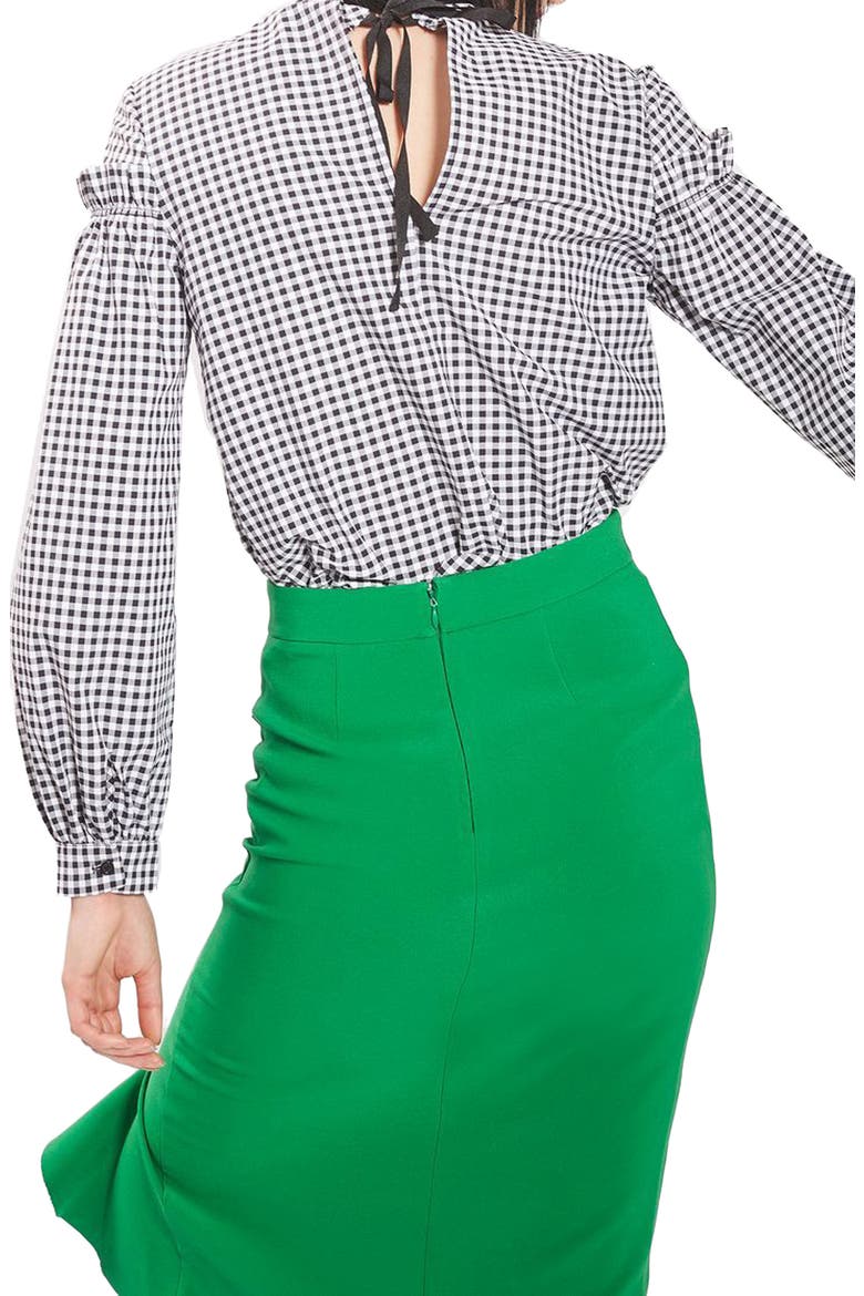 Gingham Mutton Sleeve Top, Alternate, color, BLACK MULTI