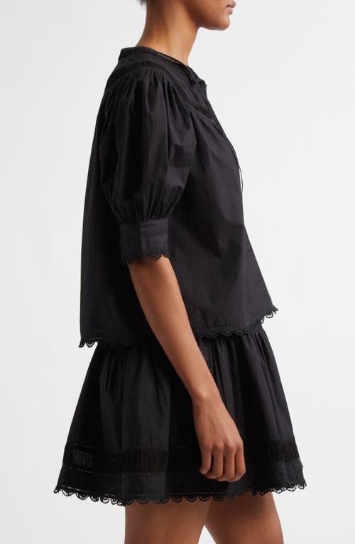 Ulla Johnson Dylan Puff Sleeve Cotton Top In Noir