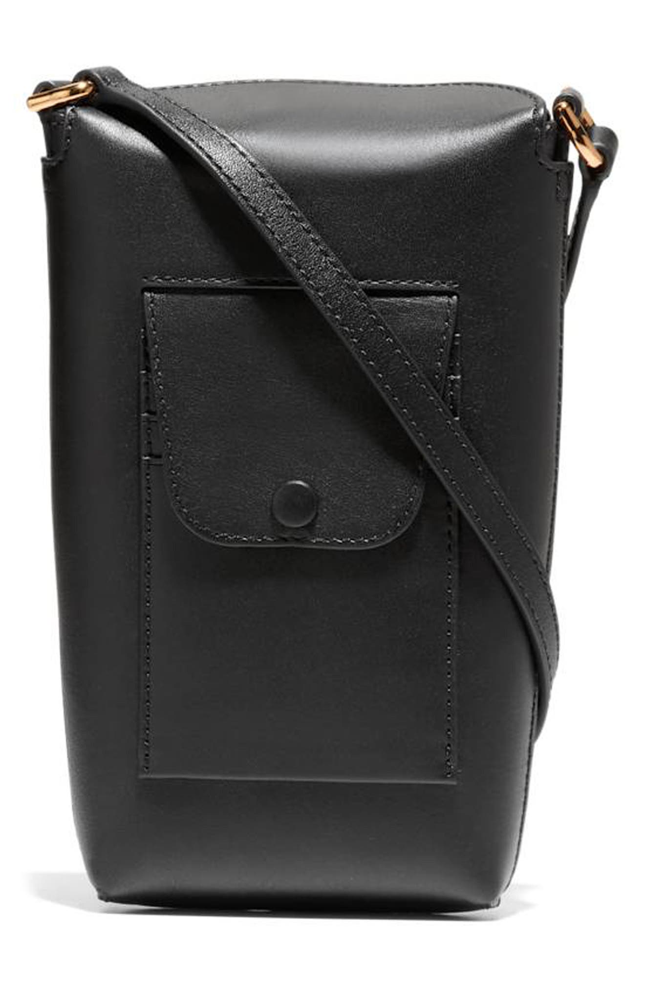 Cole Haan Clarisse Leather Phone Crossbody Bag, Alternate, color, Black