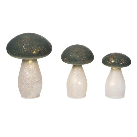 Set of 3 Glass LED Mushrooms Home Decorations Spring Decorative Objects for Unique Home Decor