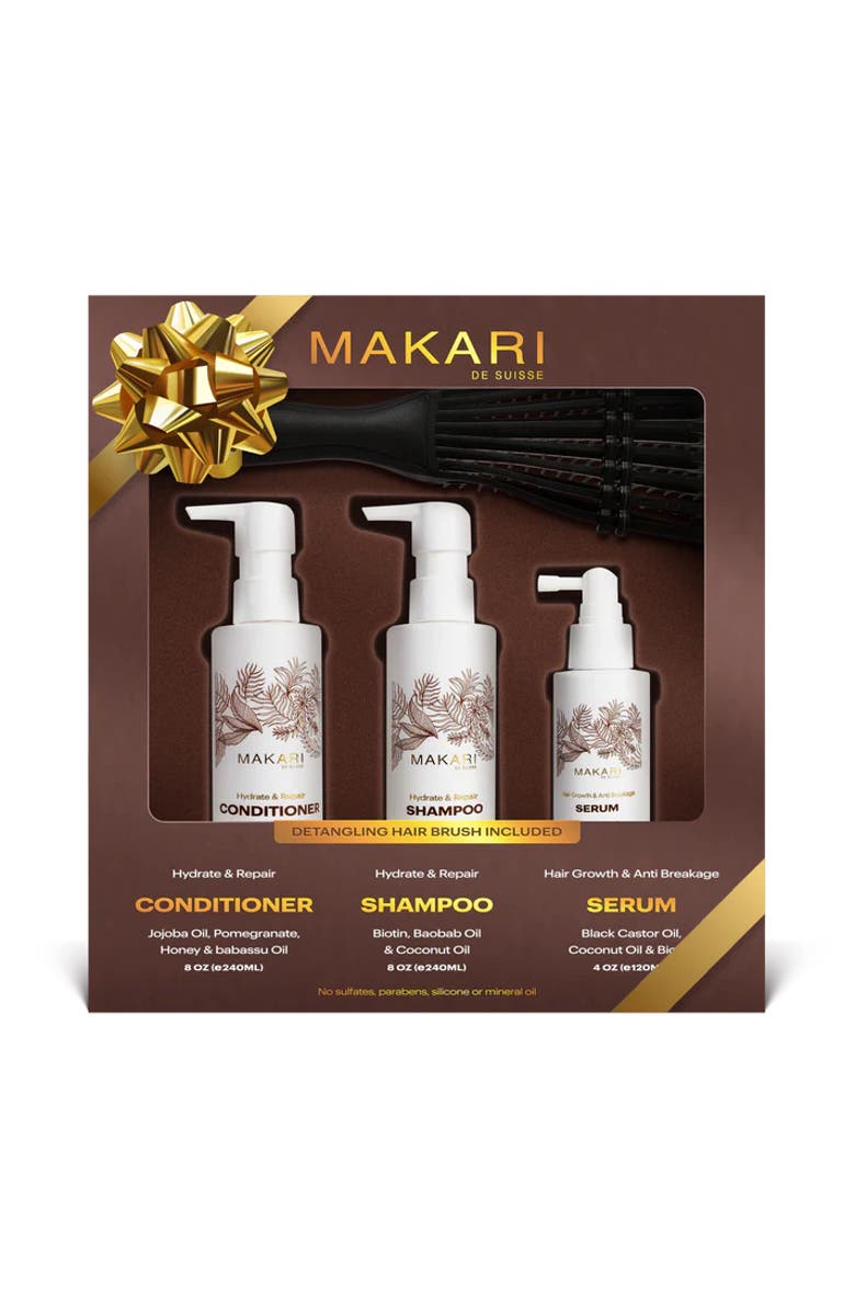 Makari de Suisse Hair Set Including Shampoo + Conditioner + Serum + Hair Brush, Main, color, NO COLOR